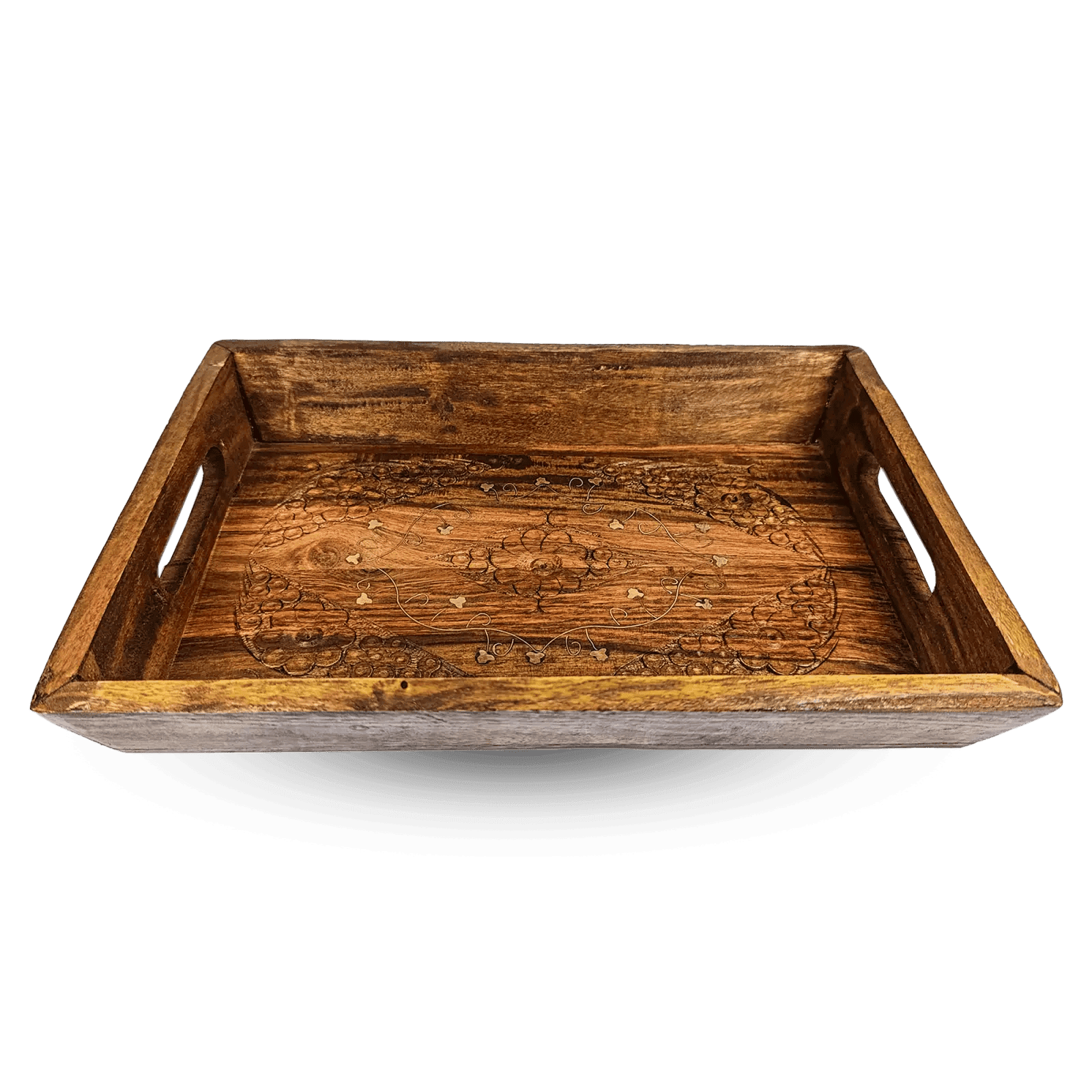 Handcrafted Wooden Serving Tray Set - Image 1