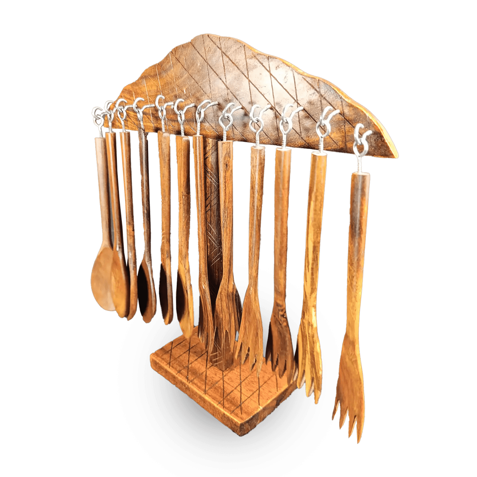 Small Wooden Spoon & Stand Set - Image 1